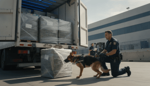 Lire la suite à propos de l’article Un chien des douanes découvre 495 kg de cannabis dissimulés dans un camion frigorifique, déjouant une fraude de 4 millions d&rsquo;euros