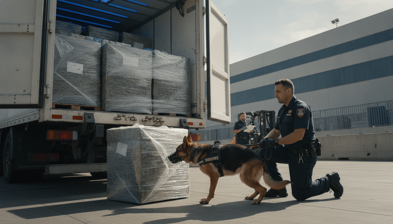 un chien des douanes découvre 495 kg de cannabis cachés dans un camion frigorifique, empêchant une fraude d'une valeur de 4 millions d'euros.