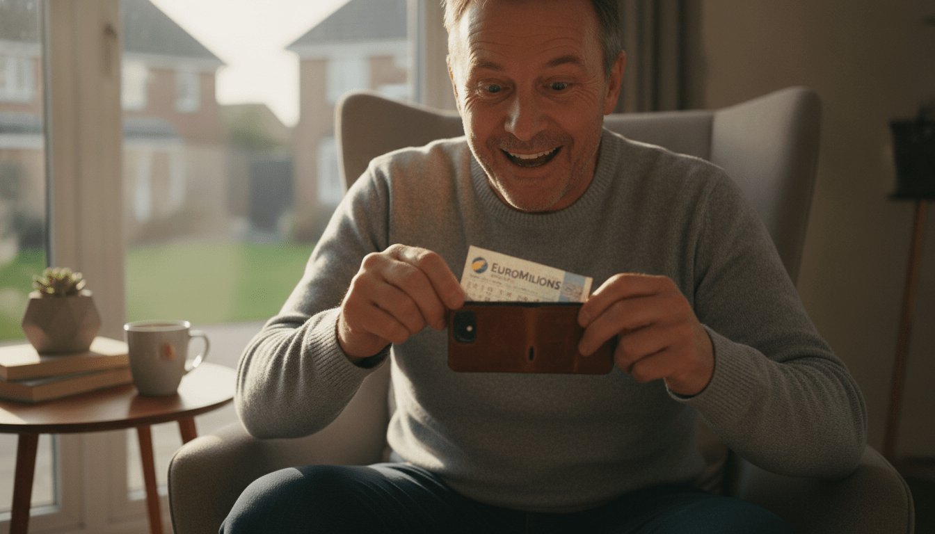 un homme trouve un ancien ticket euromillions caché dans sa coque de téléphone et découvre qu'il a gagné 1 million d'euros.