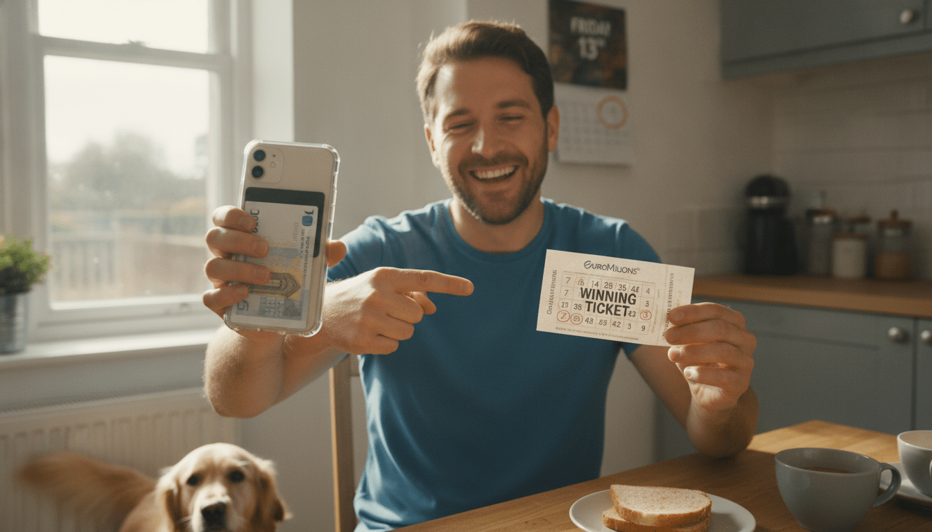 un homme retrouve un ancien ticket euromillions caché dans la coque de son téléphone, révélant un gain inattendu d'un million d'euros.